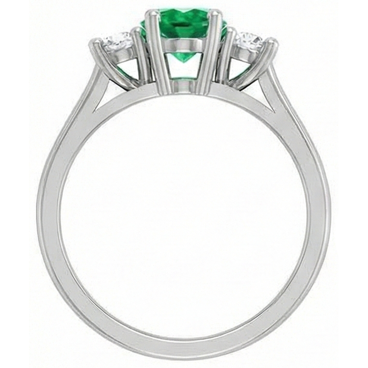 Alliance Trois Pierres 10.50 Carats Emeraudes Vert Et Diamants Naturels Extraits des Mines ( et non cultivés en laboratoire ) Or 14K
