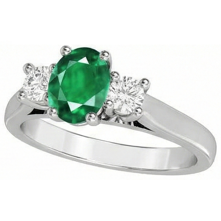 Alliance Trois Pierres 10.50 Carats Emeraudes Vert Et Diamants Naturels Extraits des Mines ( et non cultivés en laboratoire ) Or 14K