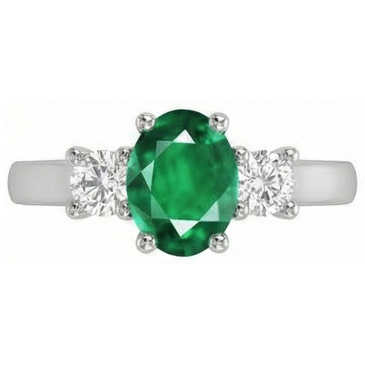 Alliance Trois Pierres 10.50 Carats Emeraudes Vert Et Diamants Naturels Extraits des Mines ( et non cultivés en laboratoire ) Or 14K