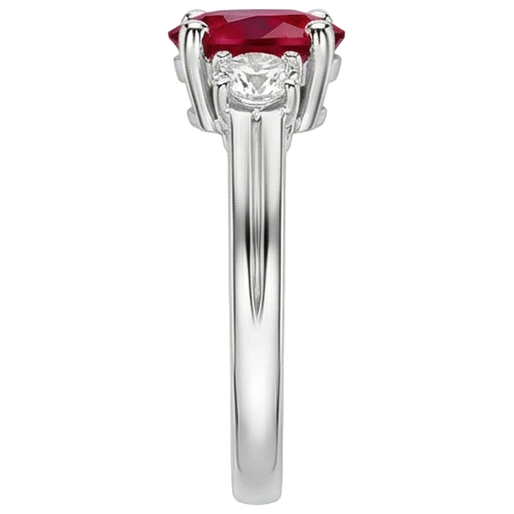 Alliance Trois Pierres Rubis 3.50 Carats Et Diamants Naturels Extraits des Mines ( et non cultivés en laboratoire ) WG 14K