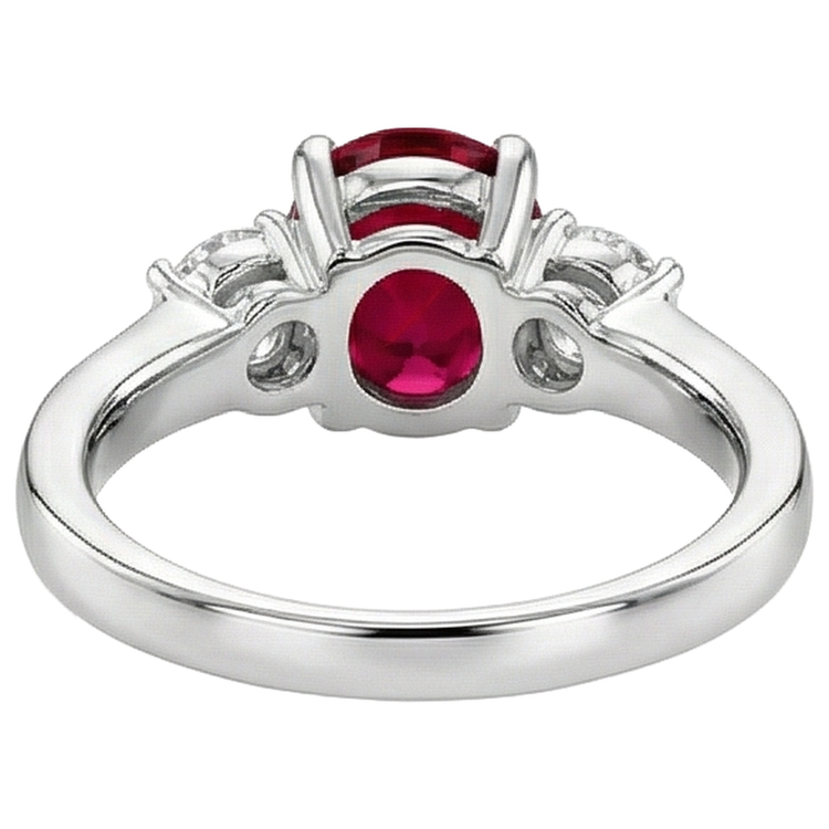 Alliance Trois Pierres Rubis 3.50 Carats Et Diamants Naturels Extraits des Mines ( et non cultivés en laboratoire ) WG 14K