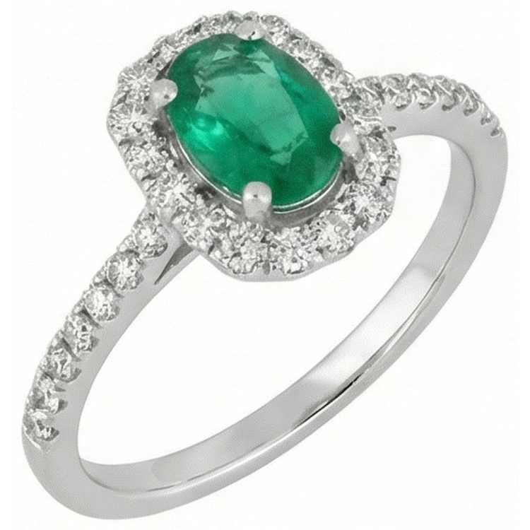 Alliance Verte Emeraude Et Diamants 5.25 Carats 14K WG