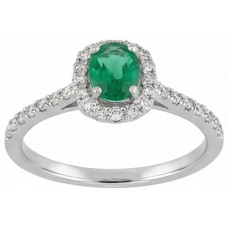 Alliance Verte Emeraude Et Diamants 5.25 Carats 14K WG