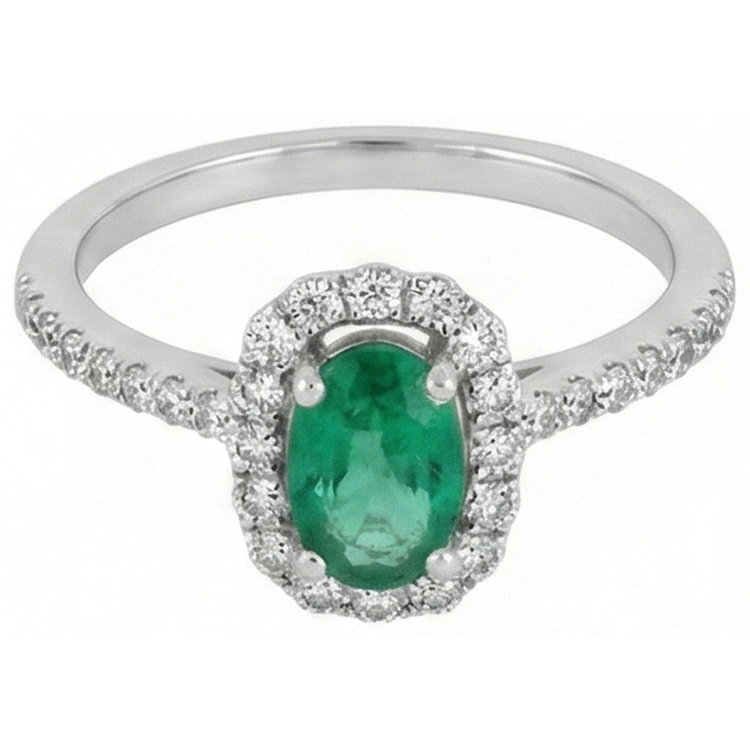 Alliance Verte Emeraude Et Diamants 5.25 Carats 14K WG