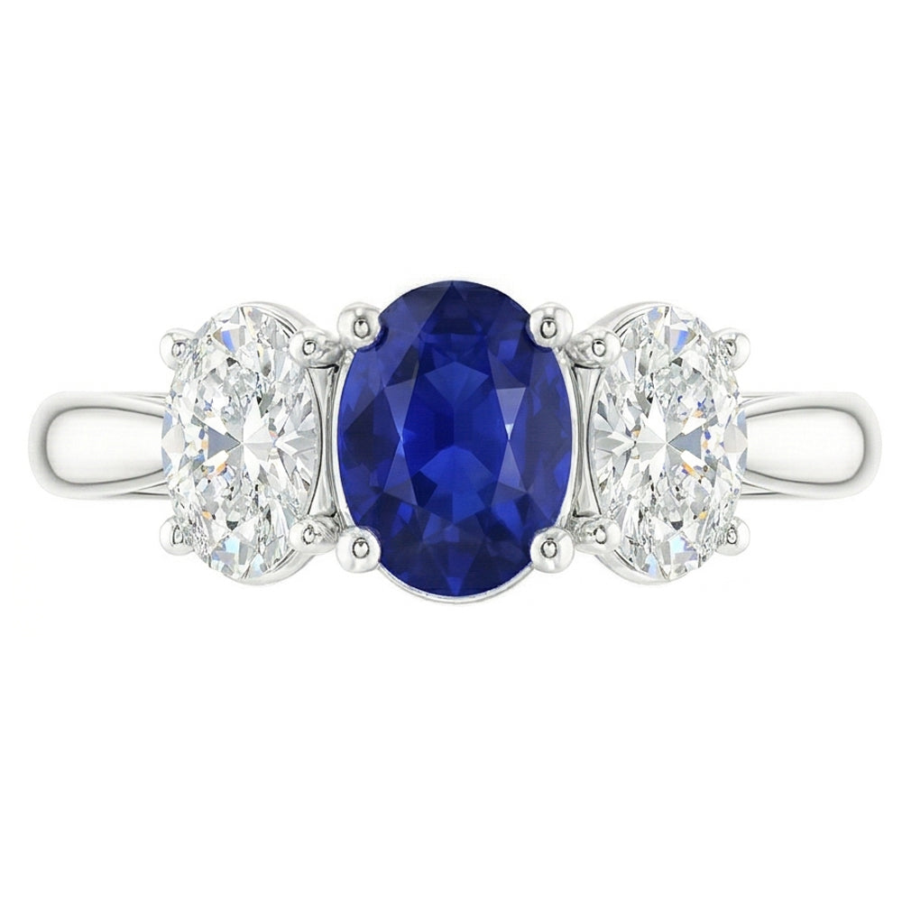 naturel oval diamant 2.50carats alliance vue de dessus