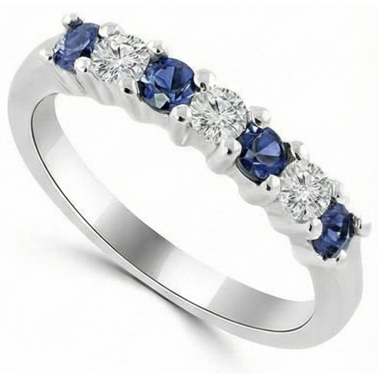 Alliance de 2.45 ct avec diamants saphir Sri Lanka ronds