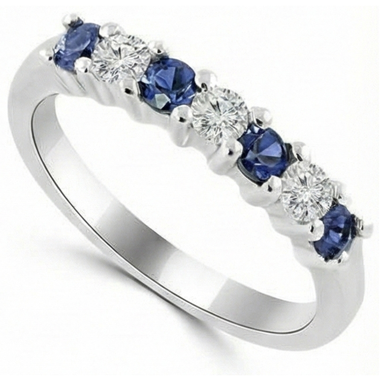 Alliance de 2.45 ct avec diamants saphir Sri Lanka ronds