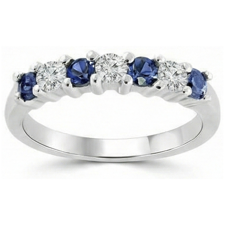 Alliance de 2.45 ct avec diamants saphir Sri Lanka ronds