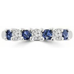 Alliance de 2.45 ct avec diamants saphir Sri Lanka ronds