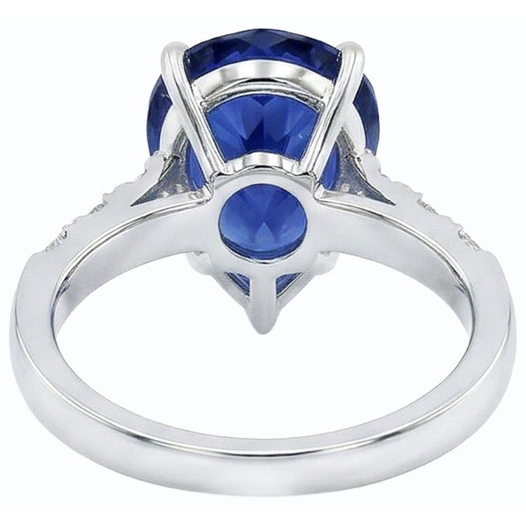 Alliance diamant poire saphir du Sri Lanka sertie griffes 5 carats