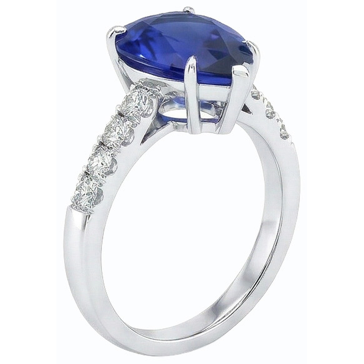 Alliance diamant poire saphir du Sri Lanka sertie griffes 5 carats