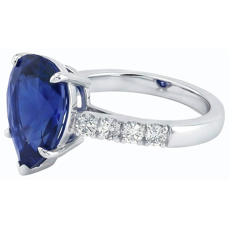 Alliance diamant poire saphir du Sri Lanka sertie griffes 5 carats