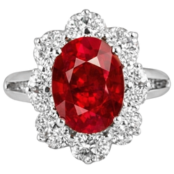 Alliance en or blanc 14K Lady Rubis et diamants 5.90 Carats