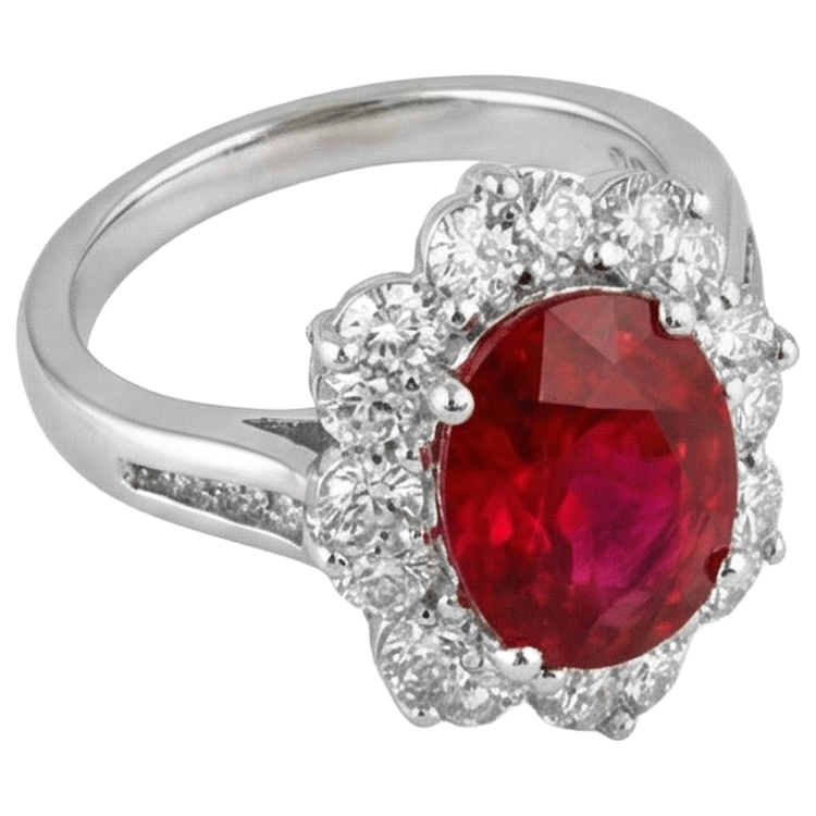 Alliance en or blanc 14K Lady Rubis et diamants 5.90 Carats