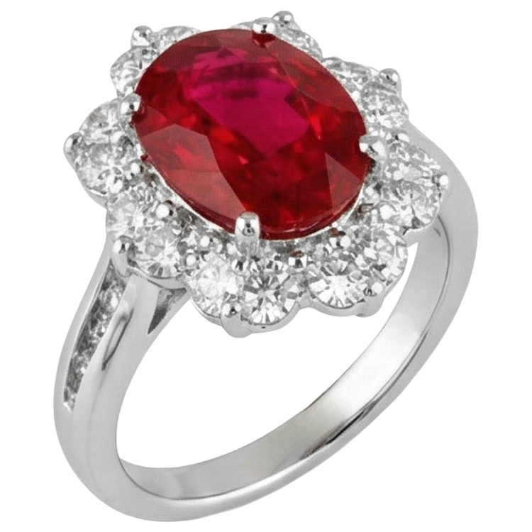 Alliance en or blanc 14K Lady Rubis et diamants 5.90 Carats