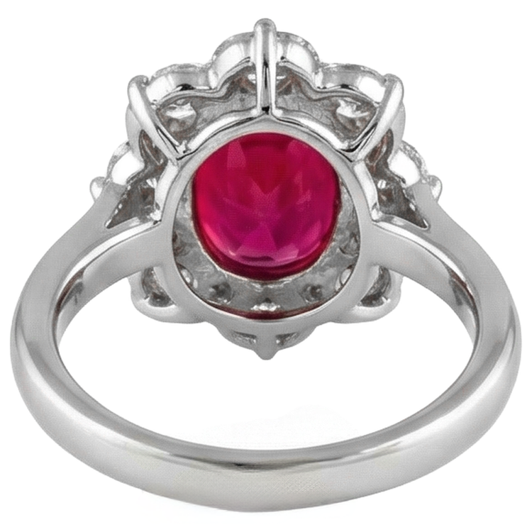 Alliance en or blanc 14K Lady Rubis et diamants 5.90 Carats