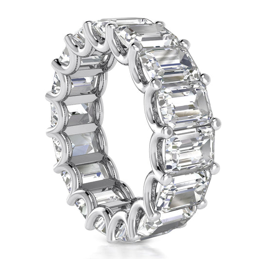 Alliance éternité or Réel diamant taille émeraude 7.50 carats griffes U