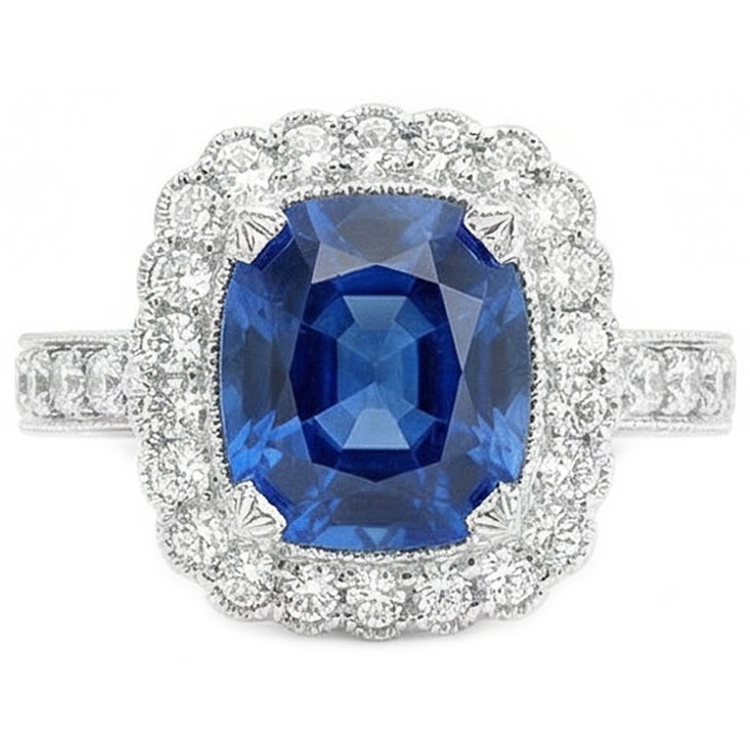 naturel cushion diamant 4carats alliance angle de côté