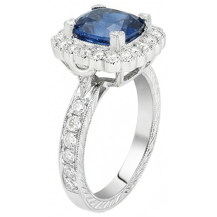naturel cushion diamant 4carats alliance détail rapproché