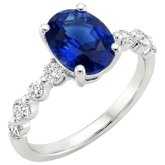 naturel oval saphir 5carats alliance angle de côté