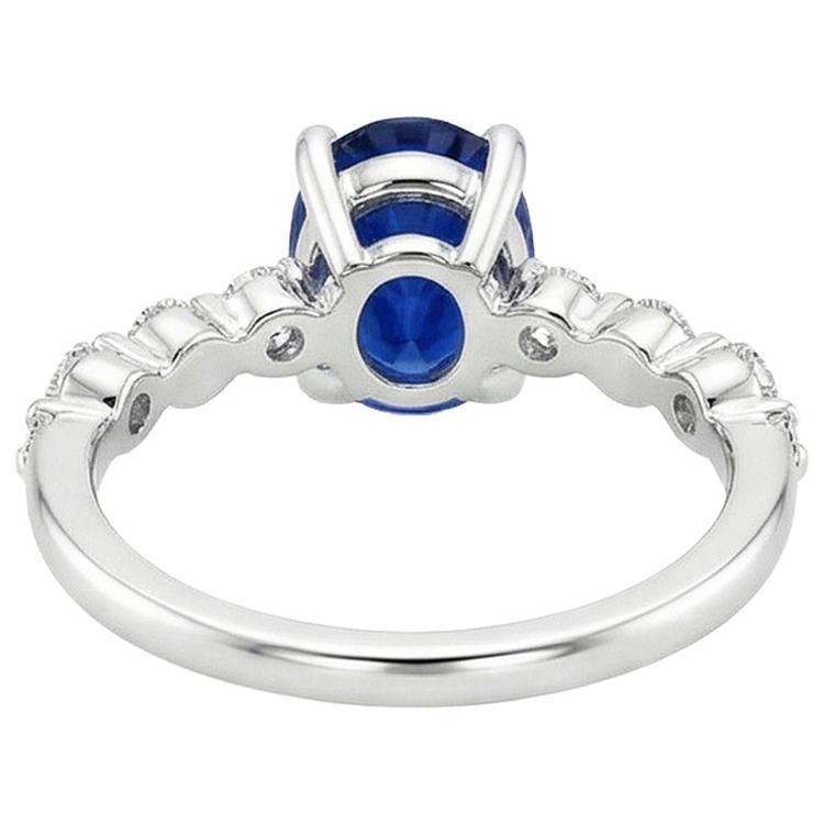 naturel oval saphir 5carats alliance détail rapproché