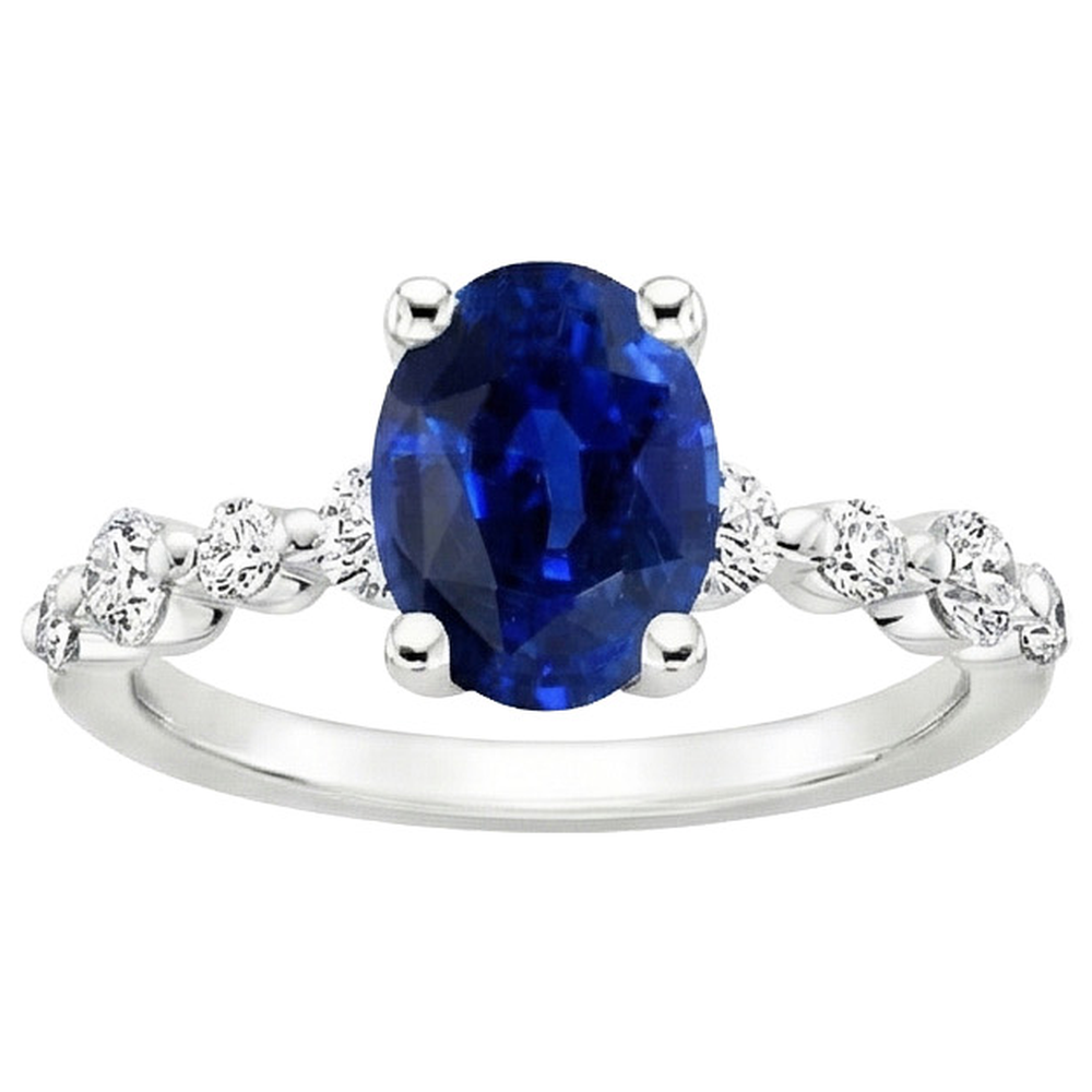 naturel oval saphir 5carats alliance vue de dessus