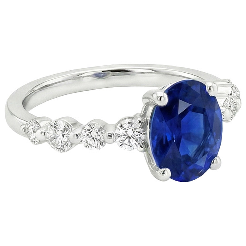 naturel oval saphir 5carats alliance vue de profil