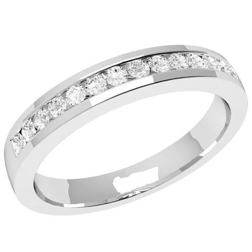 Alliance pour femme en or blanc 14K avec Réel diamants Coupe Ronde 1.40 carats