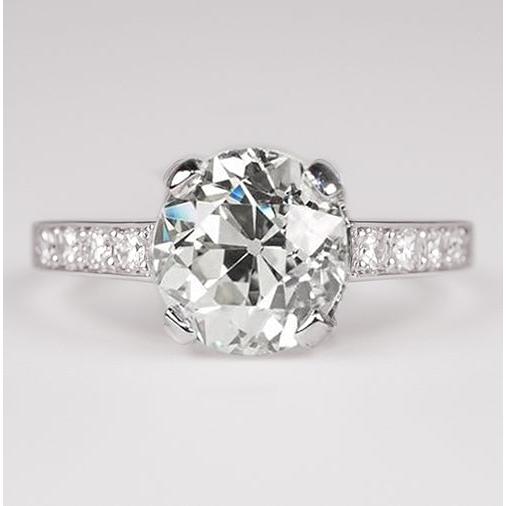 Alliance Or En Naturel Diamants Ronds De Taille Vieille Mine 2,50 Carats