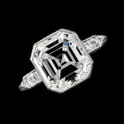 Alliance de mariage avec gros diamant Asscher véritable de 8,25 carats