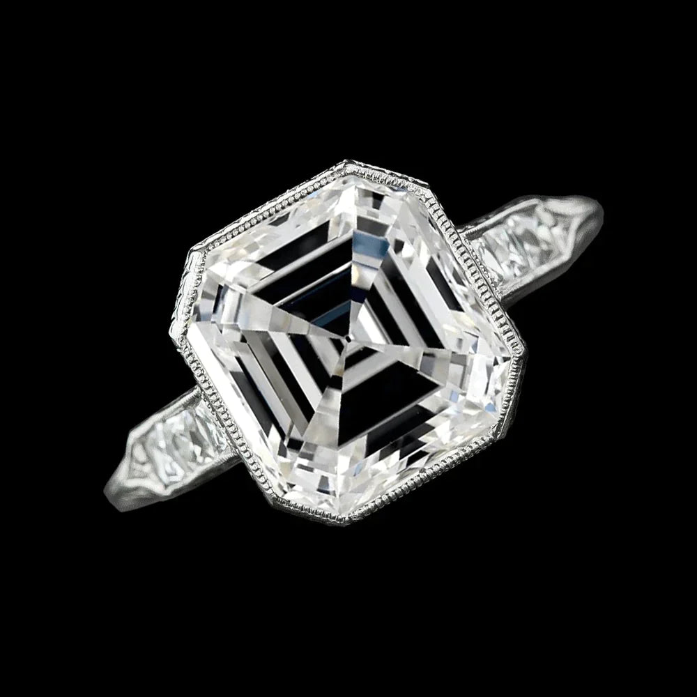 Alliance de mariage avec gros diamant Asscher véritable de 8,25 carats