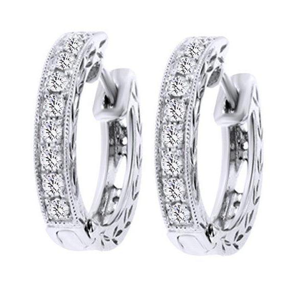 Anneau D'oreille En Or Blanc 14K Avec Réel Diamant Rond De 2 Carats F Vvs1 Femmes