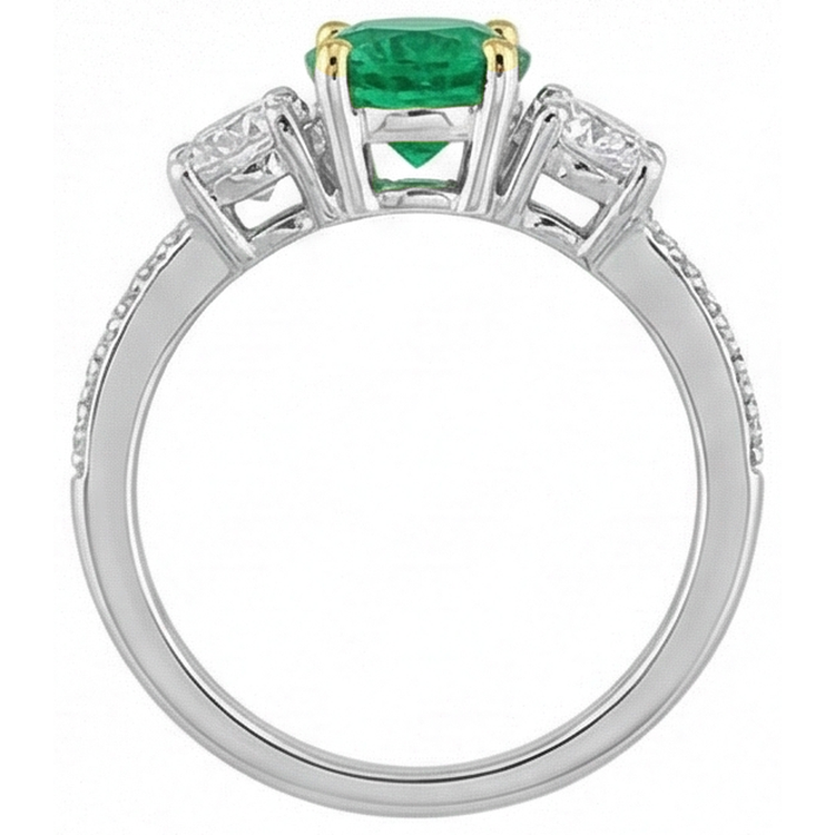 Rayonnant Émeraude Fine Bague avec Gemme 1 carats – vue de dessus