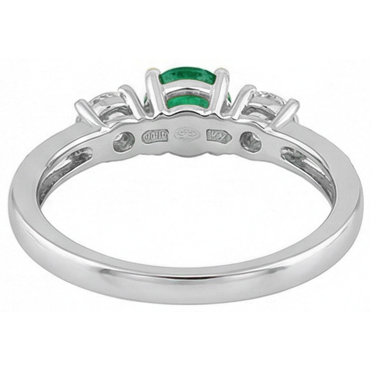Émeraude Fine Bague avec Gemme 1 carats Or 14K Bicolore – vue arrière