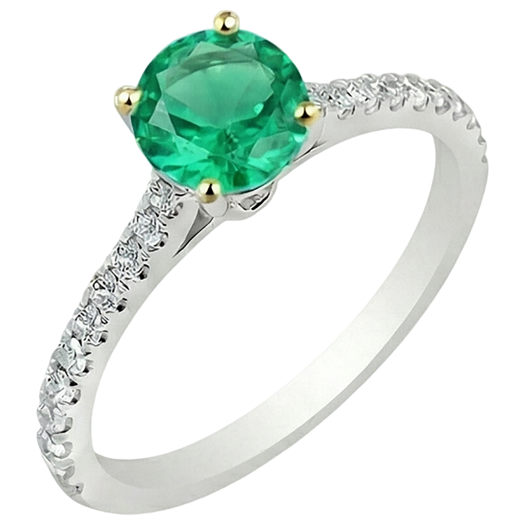 Premium Émeraude Fine Bague avec Gemme 2 carats – vue d'angle