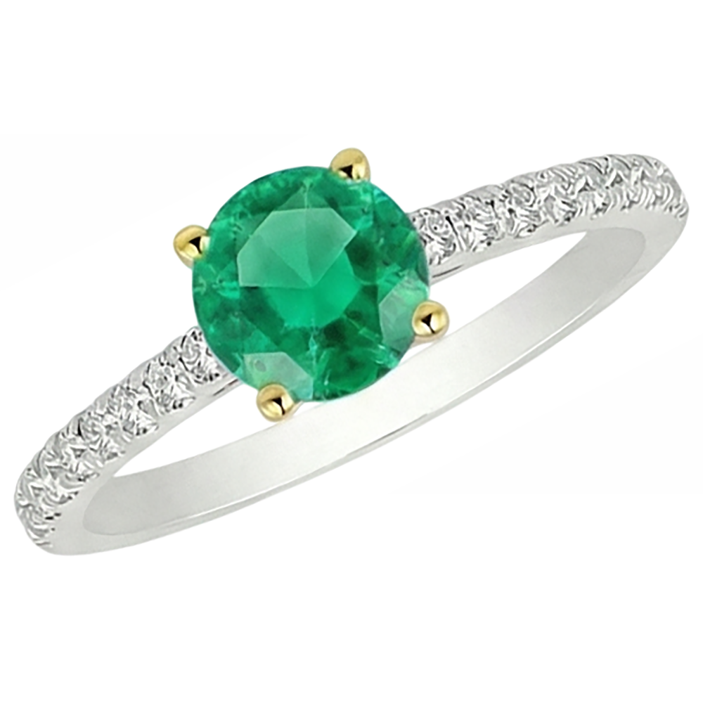 Premium Émeraude Fine Bague avec Gemme 2 carats – vue de dessus