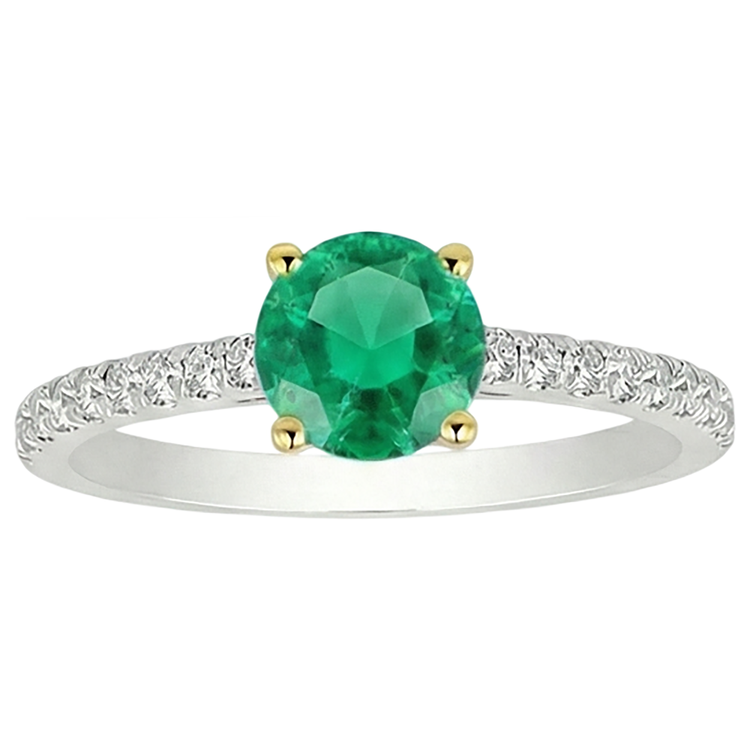 Émeraude Fine Bague avec Gemme 2 carats Or Deux Tons 14 Carats – vue de côté