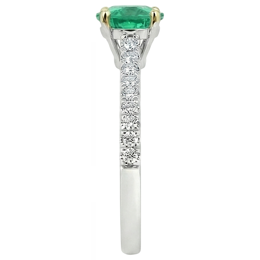 Émeraude Fine Taille Ronde Bague avec Gemme en Or Deux Tons 14 Carats – vue arrière