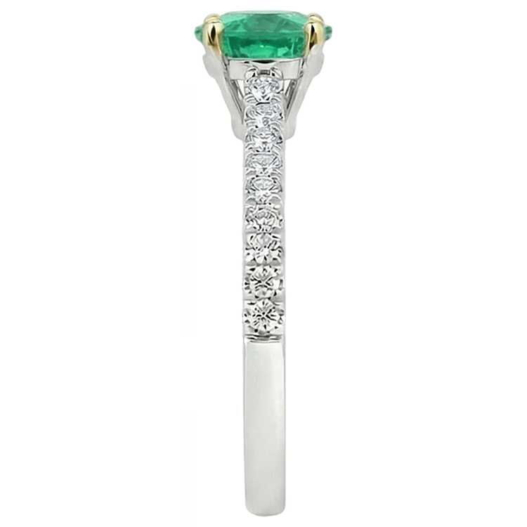 Émeraude Fine Taille Ronde Bague avec Gemme en Or Deux Tons 14 Carats – vue arrière