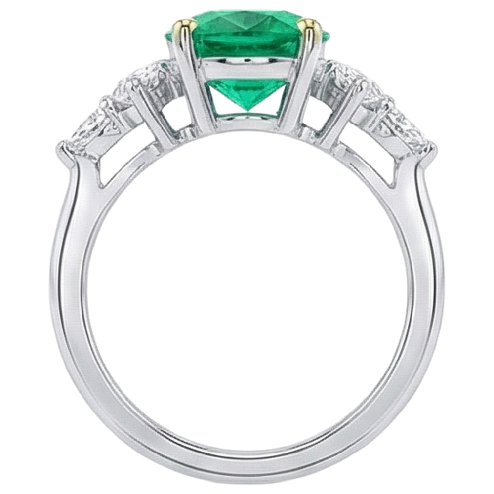 Émeraude Colombienne Bague Pierre Précieuse 3 carats Or Deux Tons 14 Carats – vue de dessus
