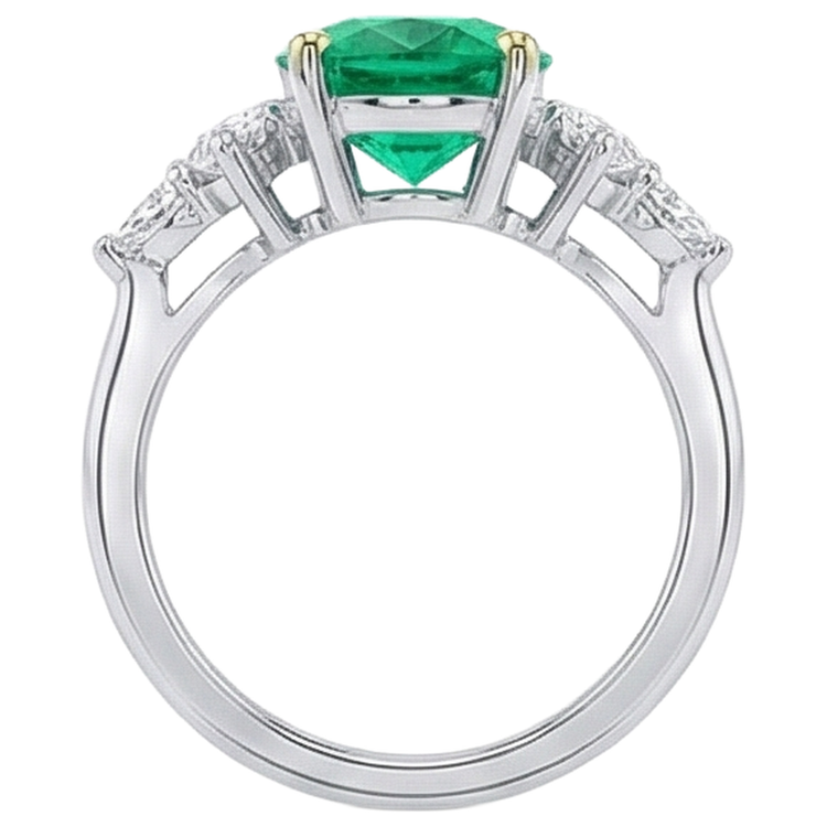 Émeraude Colombienne Bague Pierre Précieuse 3 carats Or Deux Tons 14 Carats – vue de dessus