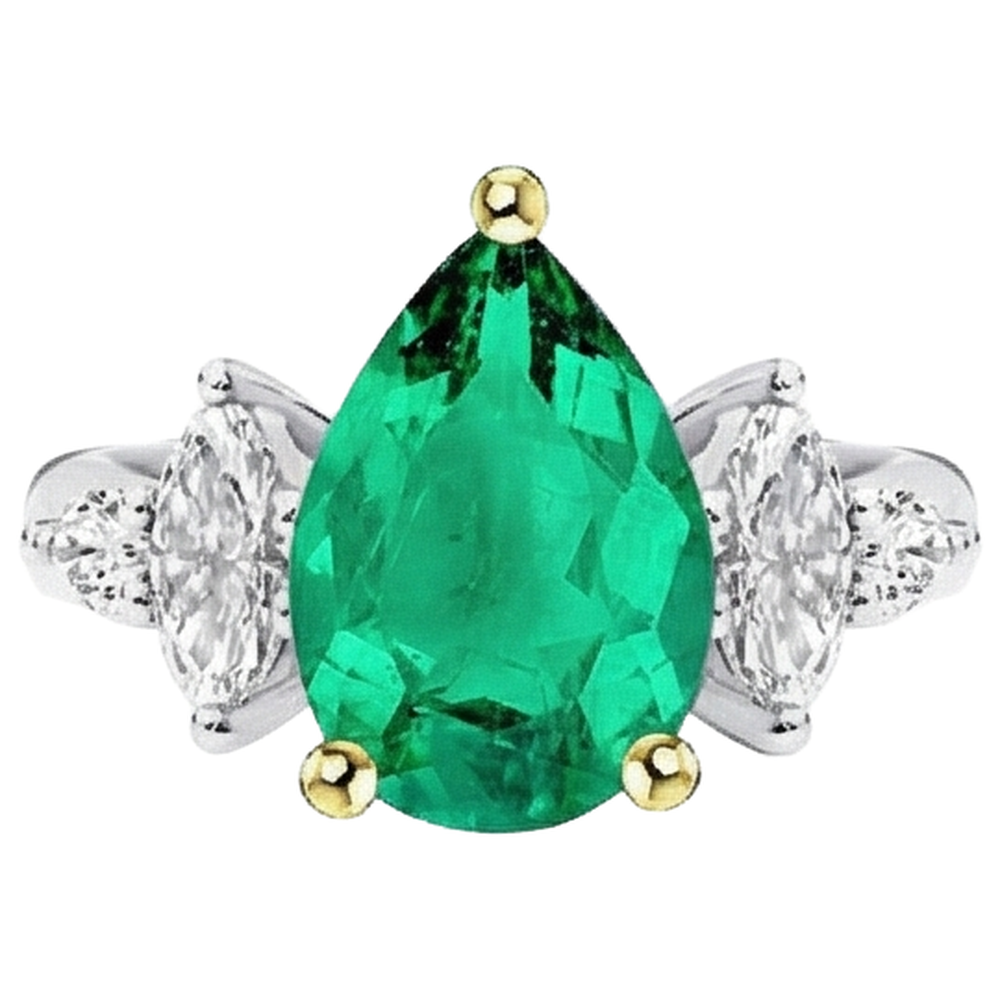 Émeraude Colombienne Bague Pierre Précieuse – vue de face