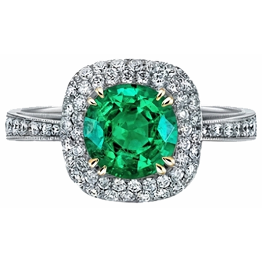 Haut de gamme Émeraude Bague Pierre Précieuse 3 carats – vue de face