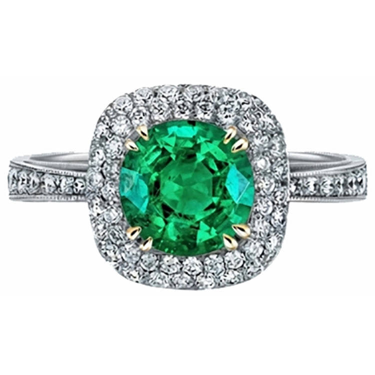 Haut de gamme Émeraude Bague Pierre Précieuse 3 carats – vue de face