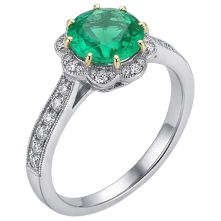 Fait à la main Émeraude Bague Pierre Précieuse 2 carats – vue d'angle