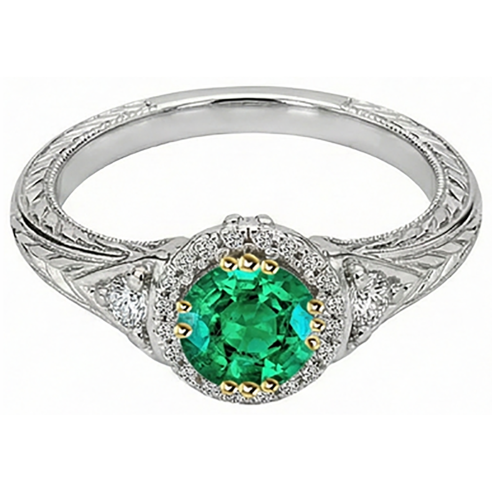 Émeraude Fine Bague Pierre Précieuse – vue de côté