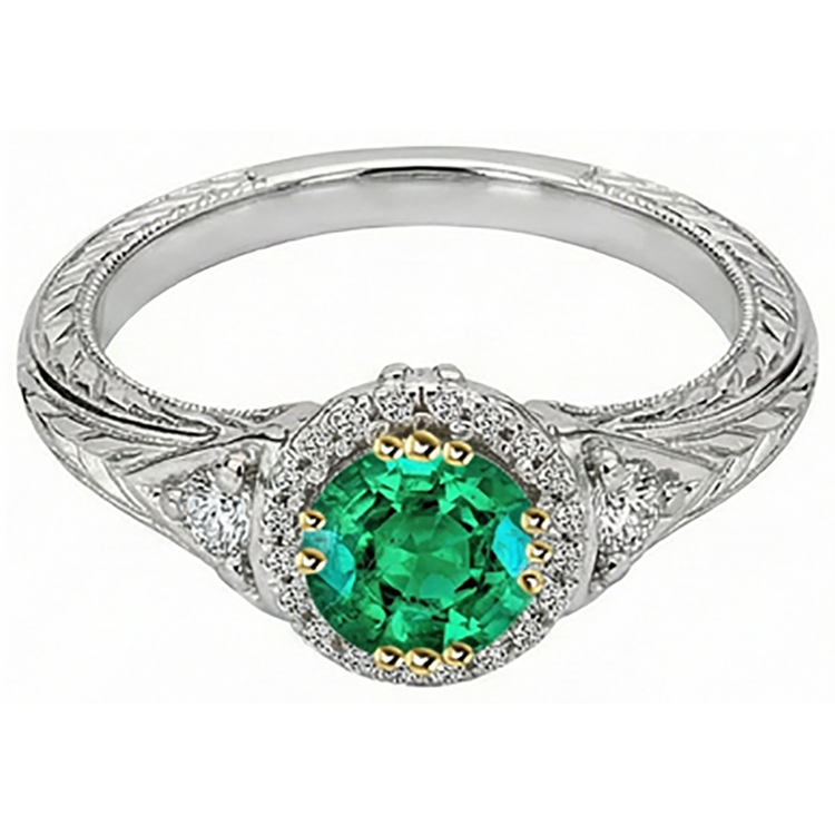 Émeraude Fine Bague Pierre Précieuse – vue de côté