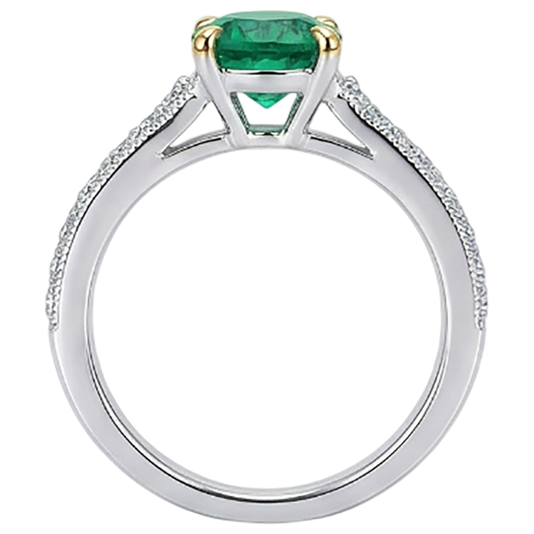 Émeraude Colombienne Bague Pierre de Couleur 2 carats Or 14K Bicolore – vue arrière