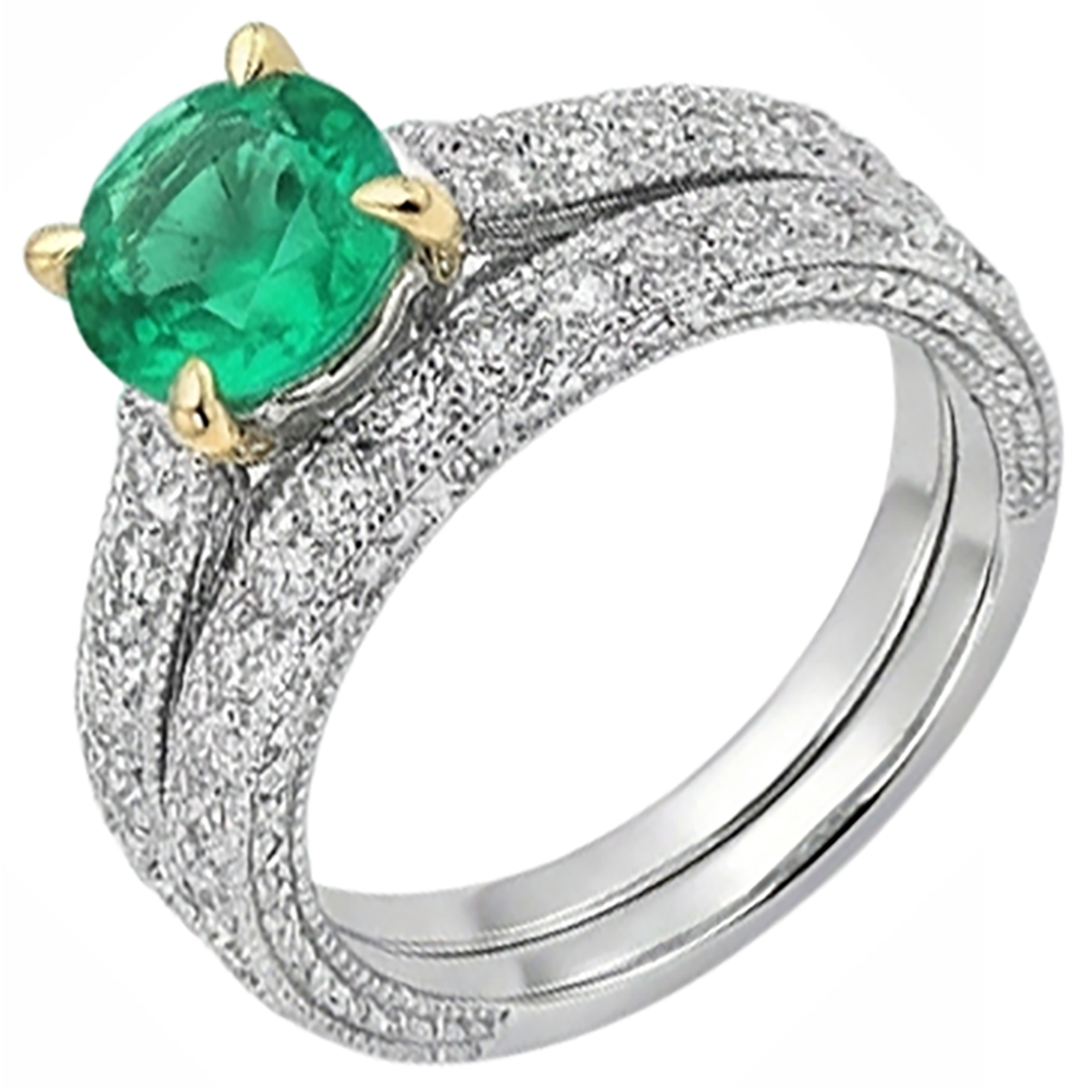 Émeraude Colombienne Bague Pierre de Couleur – vue de dessus