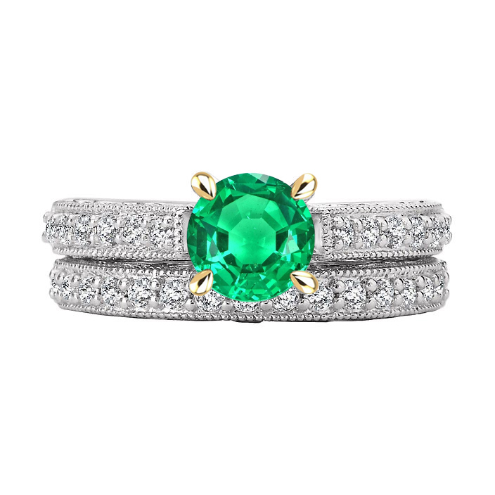 Émeraude Colombienne Bague Pierre de Couleur – vue principale